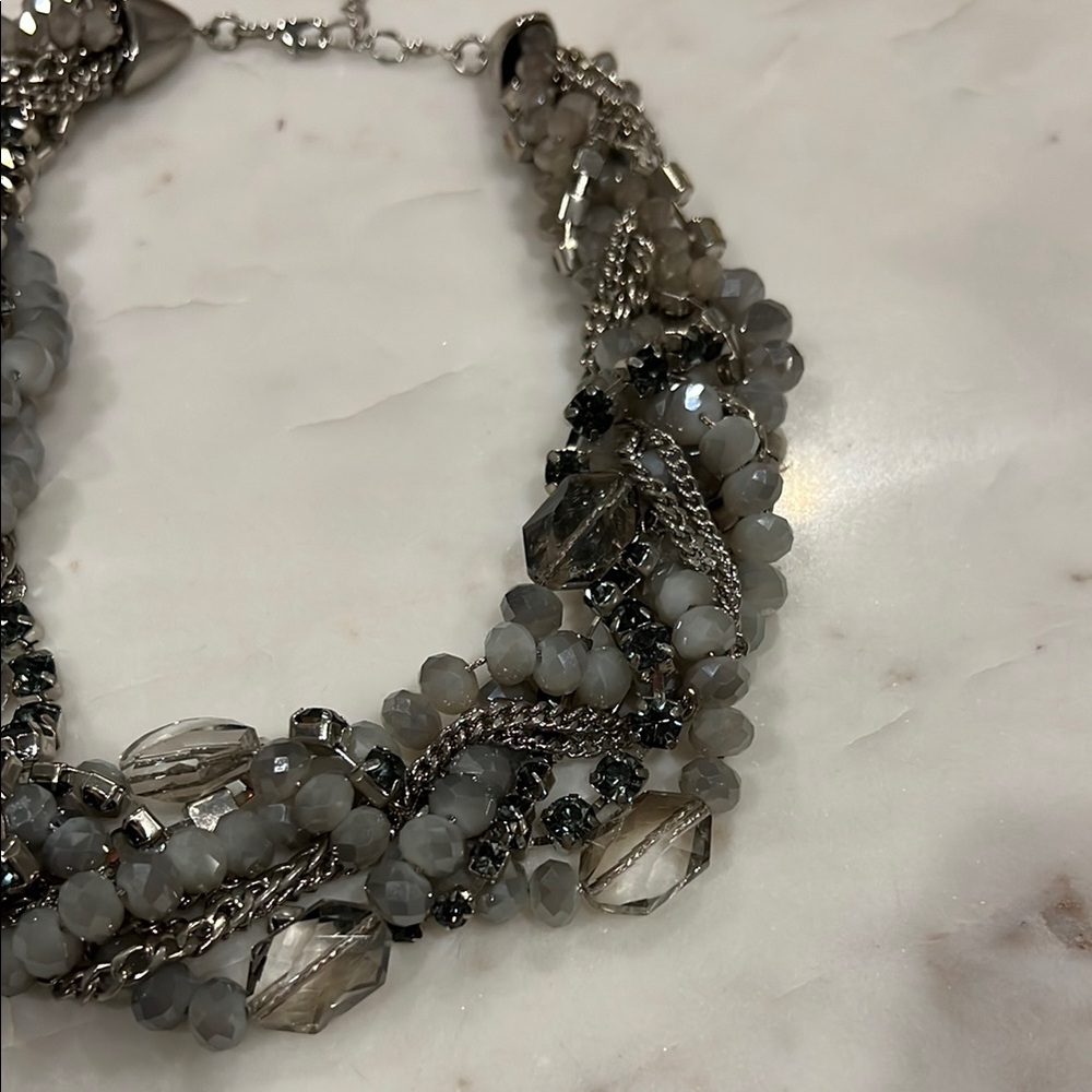 Gray Chunky Multi-Strand Necklace - image 2